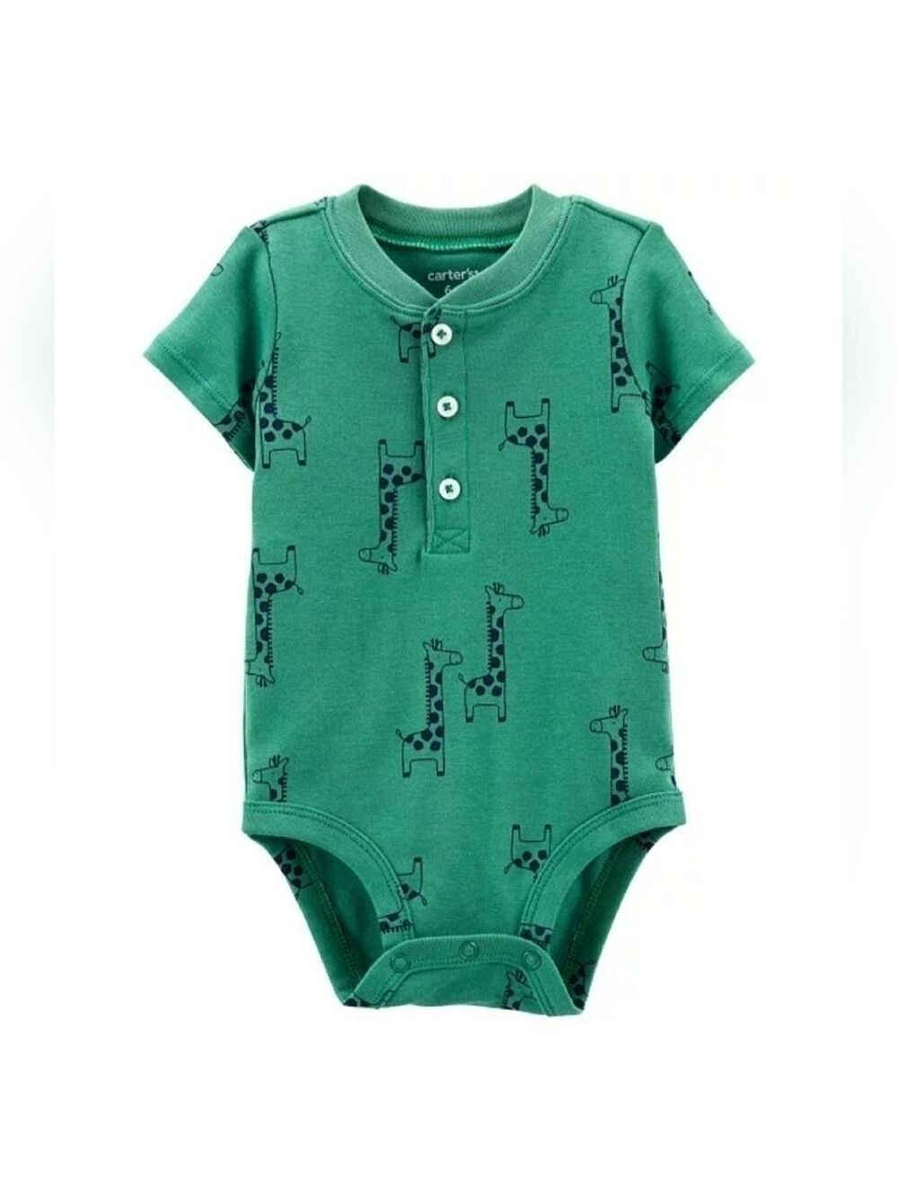 Carter's Giraffe Green Henley-Style Bodysuit Size 6 months - New With Tags